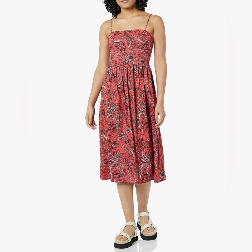 Goodthreads Women's Georgette Smocked Back Midi
Dress with Tank Top